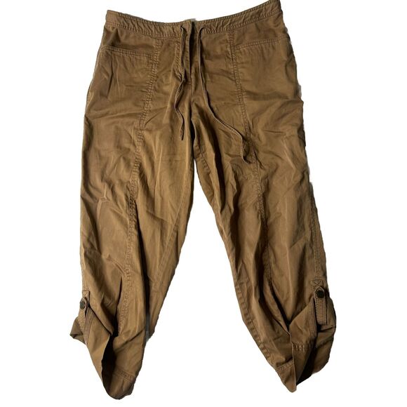 Tommy Bahama Stretch 8 Women’s Brown Stretch Capri Ankle Pants *loose Button - Picture 1 of 13